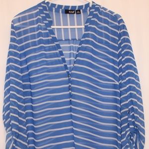 Women’s Plus size A.N.A sheer Blue & white Striped